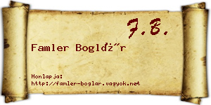 Famler Boglár névjegykártya